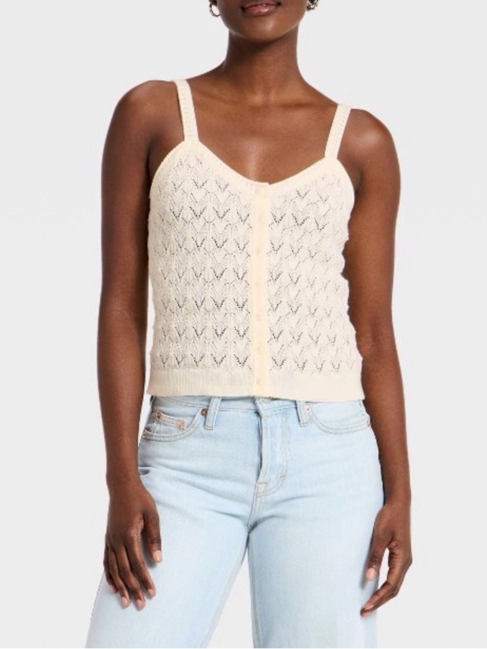 Universal Thread Cream Eyelet Knit Camisole